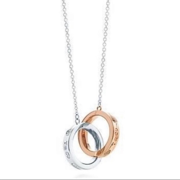❤️SOLD❤️✨HP✨TIFFANY & Co 925 SS & Rubedo Metal 1837 Circles Necklace 16” - Picture 1 of 12